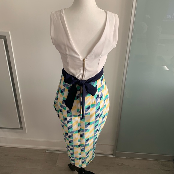 ASOS white and coloured bow tie work dress - Picture 2 of 2